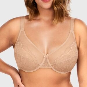 Sz 42H Warm Beige HSIA Lace Unlined Full Coverage Underwire